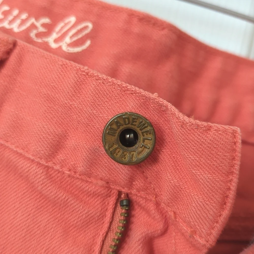 Madewell Classic Relaxed Mid Rise Cut Off Frayed Hem Jean Shorts Coral Pink 26 - Picture 6 of 11